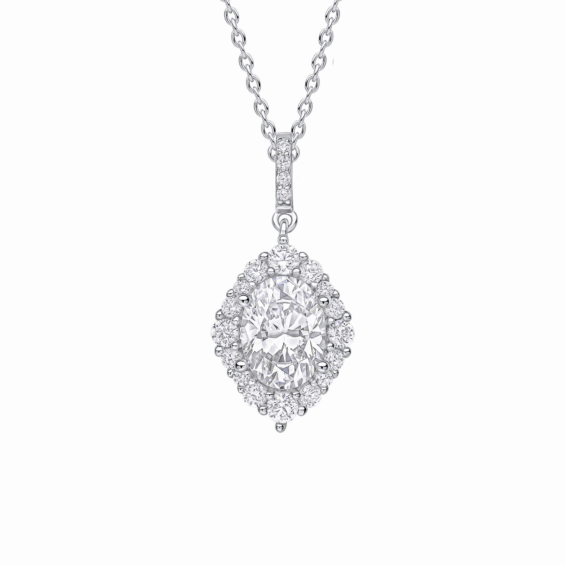 Diamonfire Cubic Zirconia Oval Cluster Pendant P5519