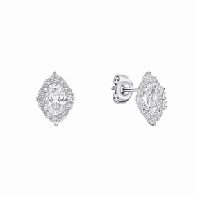 Diamonfire Cubic Zirconia Oval Cluster Stud Earrings E6592