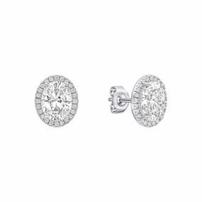 Diamonfire Cubic Zirconia Oval Halo Earrings E6603