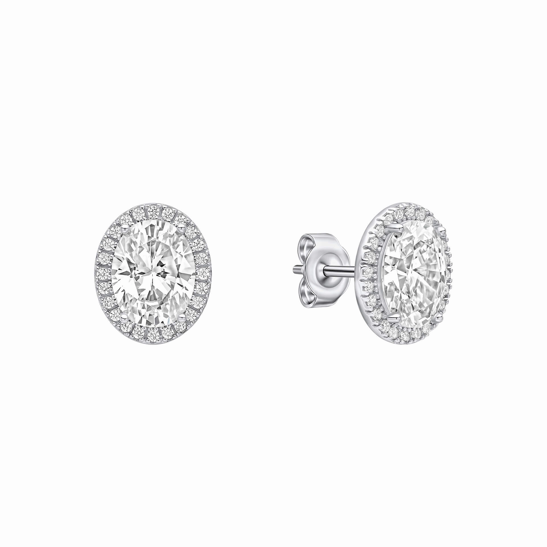 Diamonfire Cubic Zirconia Oval Halo Earrings E6603
