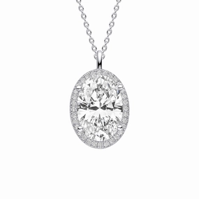 Diamonfire Cubic Zirconia Oval Halo Pendant P5521