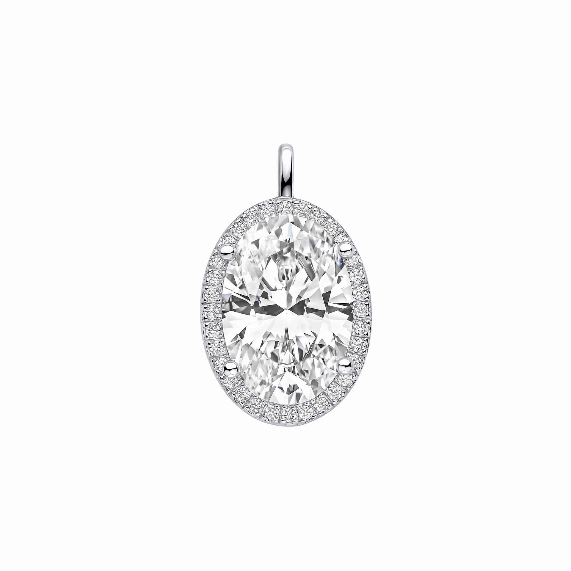 Diamonfire Cubic Zirconia Oval Halo Pendant P5521