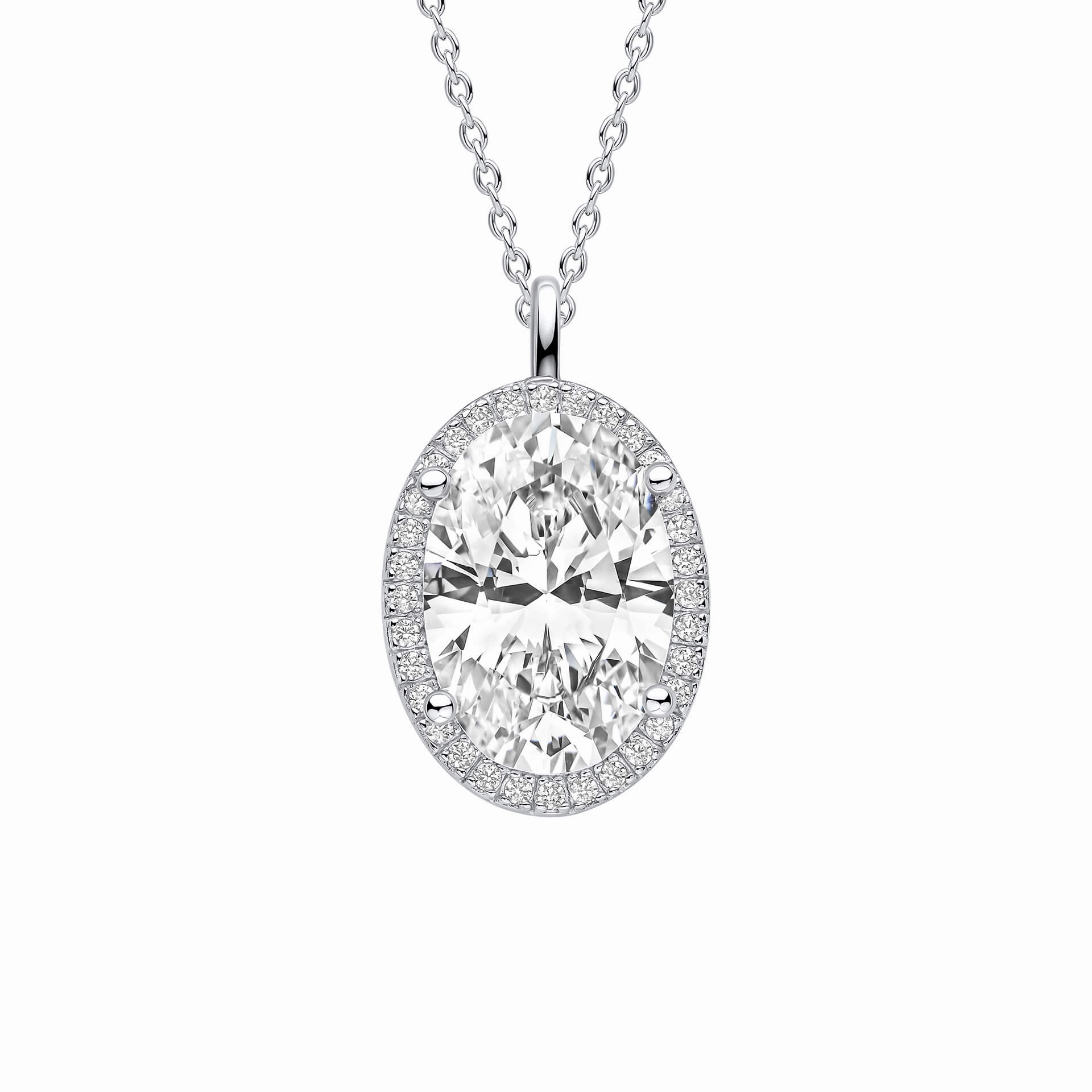 Diamonfire Cubic Zirconia Oval Halo Pendant P5521