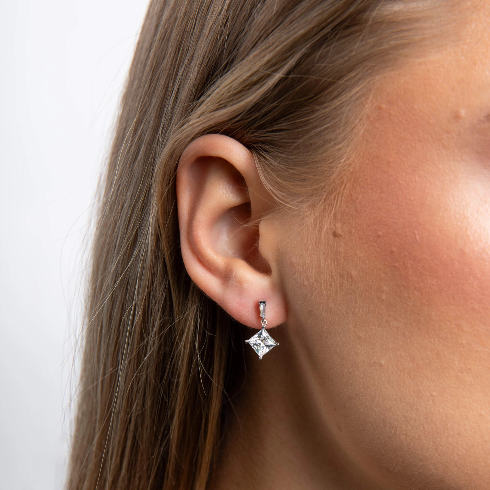 Diamonfire Cubic Zirconia Princess Cut Drop Earrings E6593