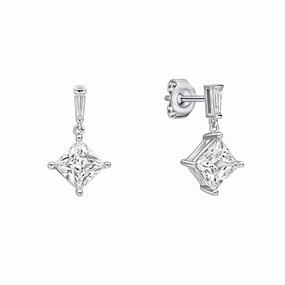 Diamonfire Cubic Zirconia Princess Cut Drop Earrings E6593