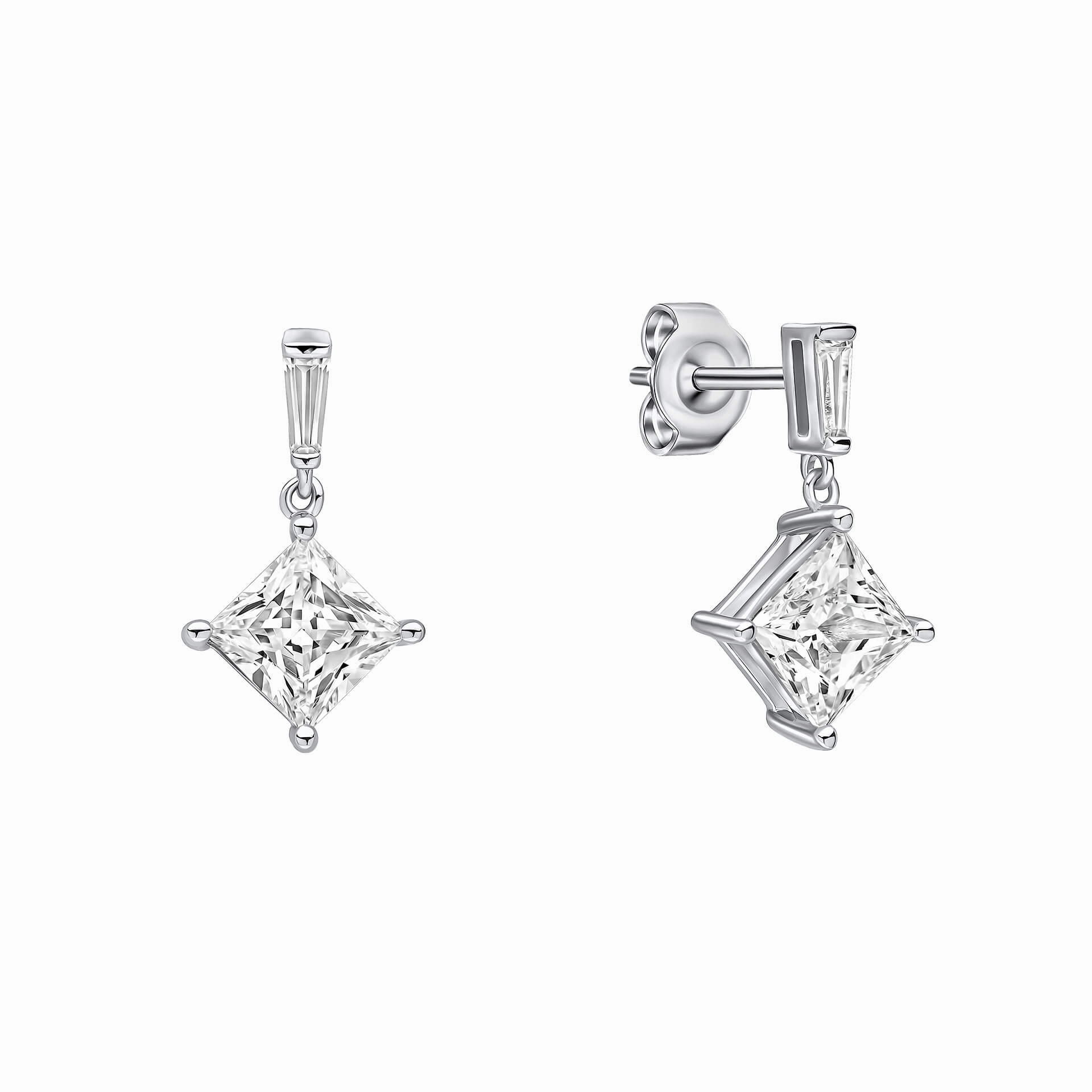 Diamonfire Cubic Zirconia Princess Cut Drop Earrings E6593