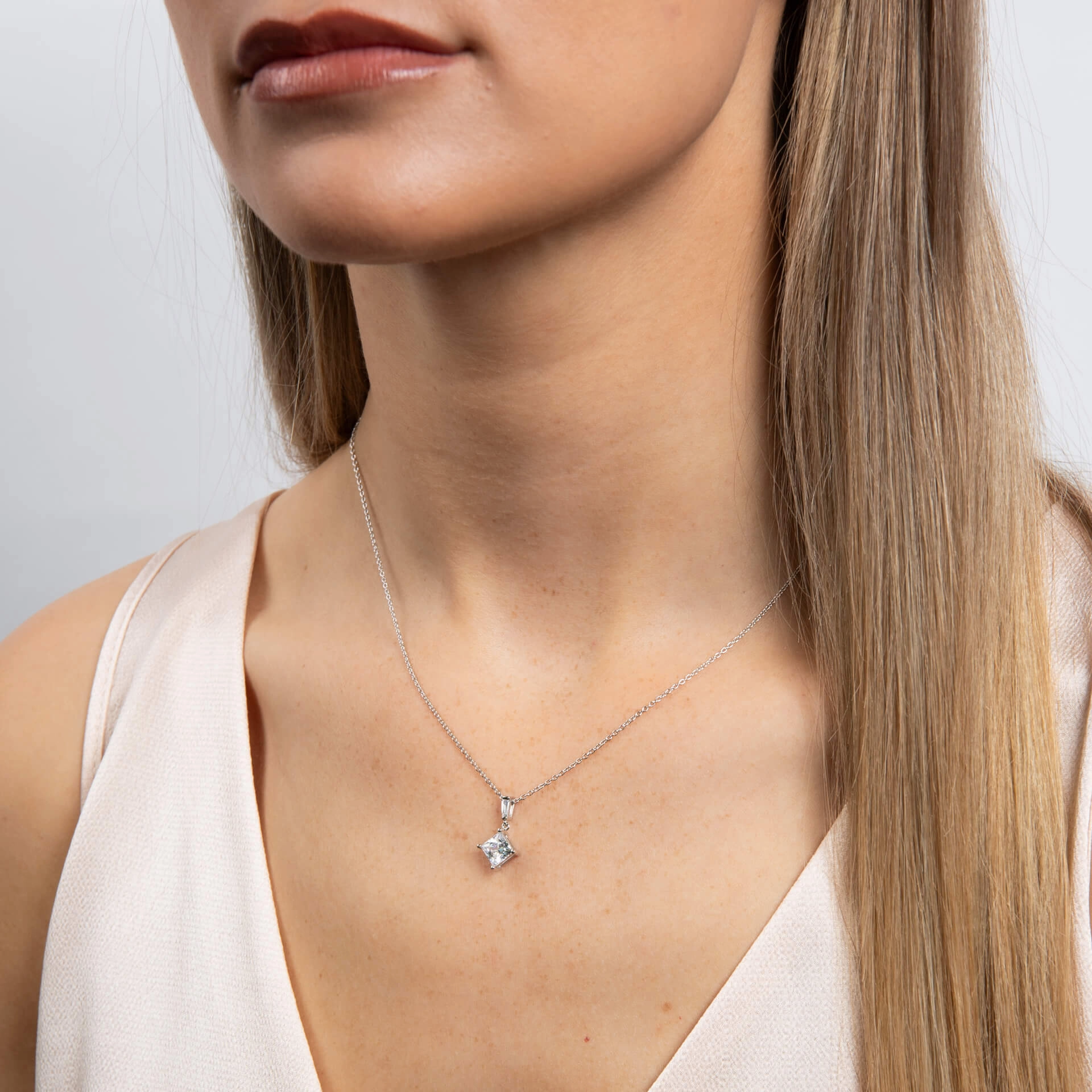 Diamonfire Cubic Zirconia Princess Cut Drop Pendant P5523