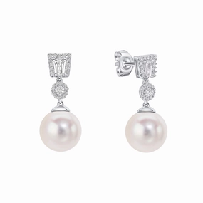Diamonfire Cubic Zirconia Shell Pearl Drop Earrings E6604