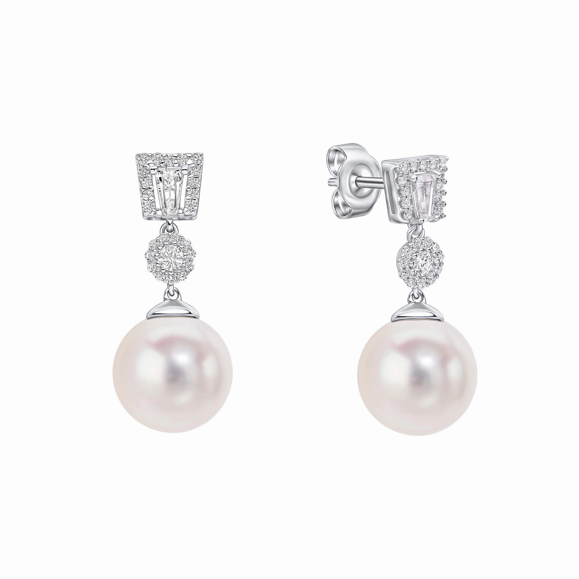 Diamonfire Cubic Zirconia Shell Pearl Drop Earrings E6604