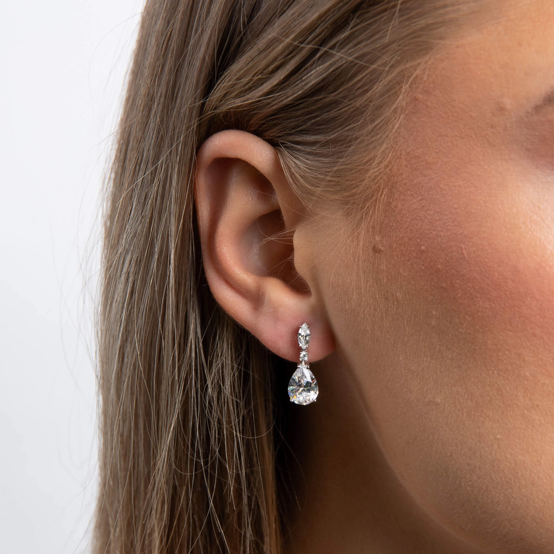 Diamonfire Cubic Zirconia Tear Drop and Marquise Drop Earrings E6594