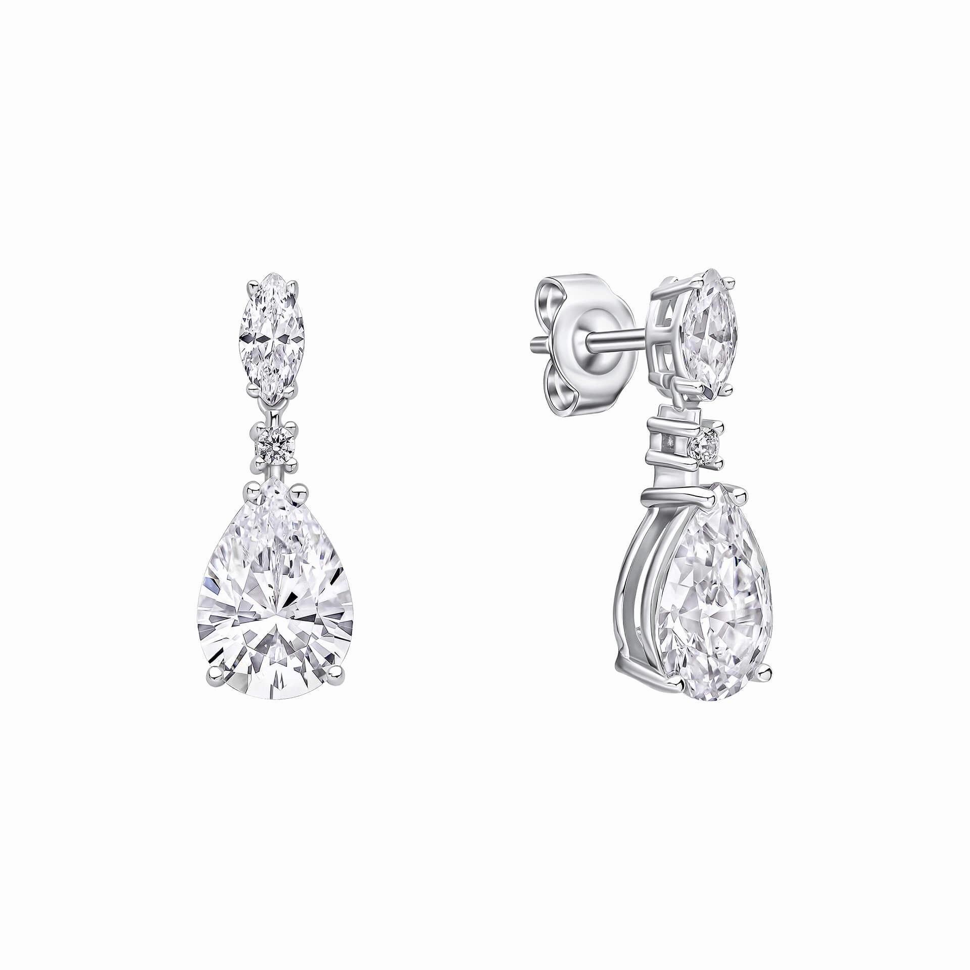 Diamonfire Cubic Zirconia Tear Drop and Marquise Drop Earrings E6594