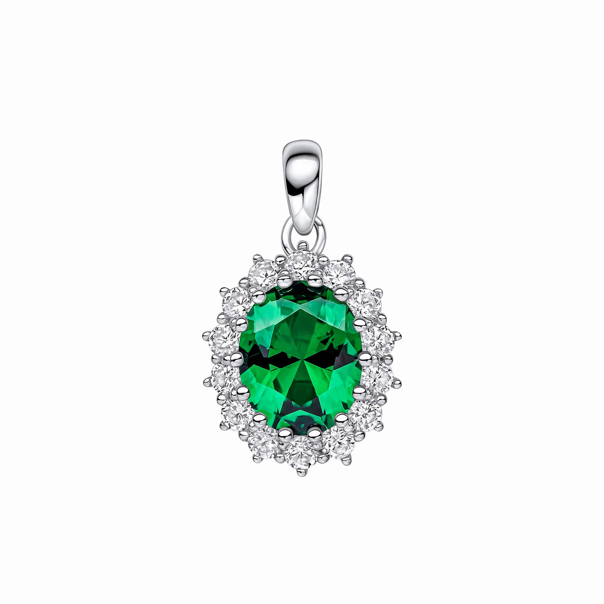 Diamonfire Oval Green Nano White Cubic Zirconia Pendant P5517