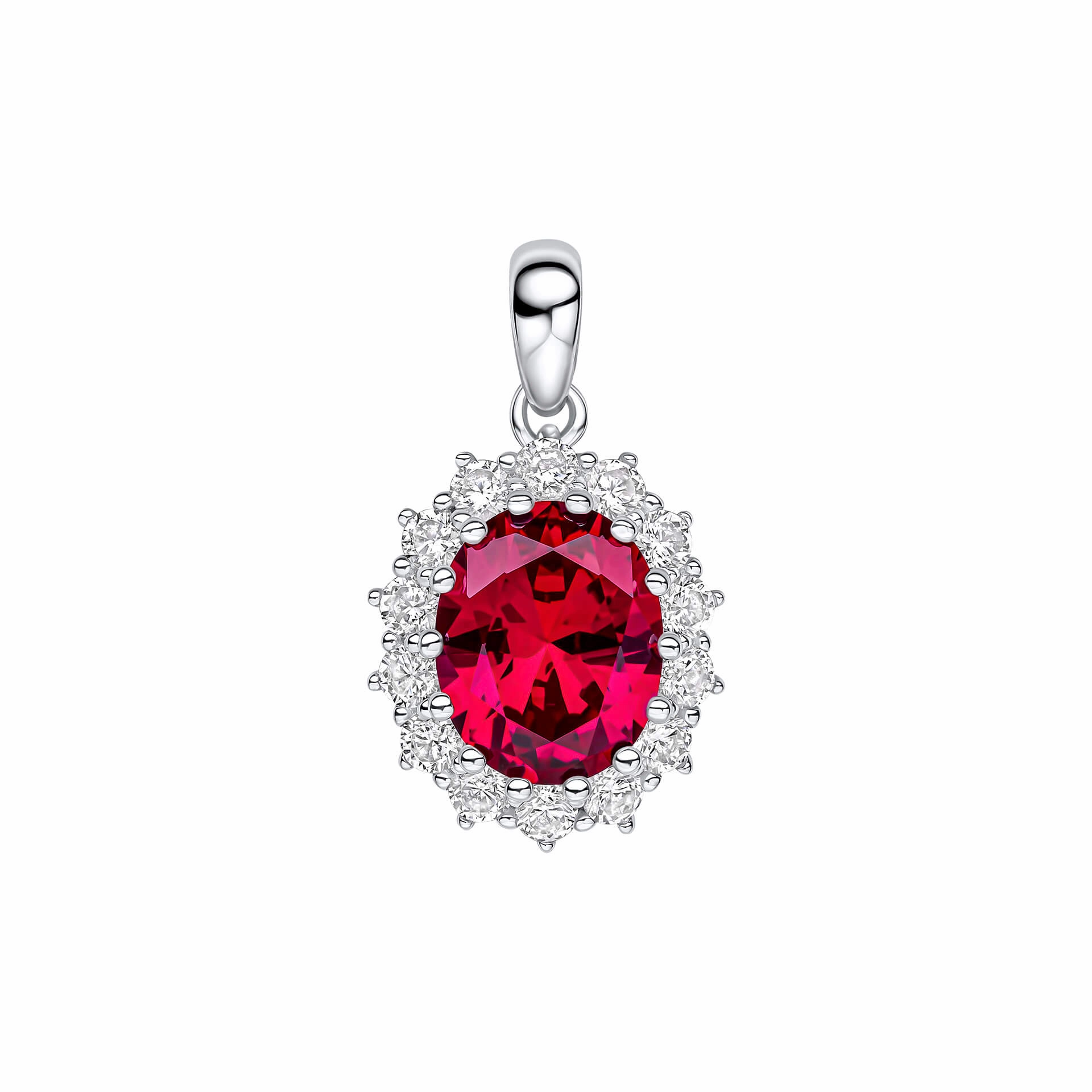 Diamonfire Oval Red Synthetic Ruby Cubic Zirconia Pendant P5518