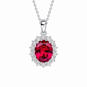 Diamonfire Oval Red Synthetic Ruby Cubic Zirconia Pendant P5518