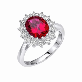 Diamonfire Oval Red Synthetic Ruby Cubic Zirconia Ring R3940
