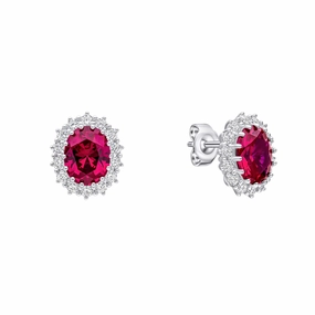 Diamonfire Oval Synthetic Ruby Cubic Zirconia Stud Earrings E6591