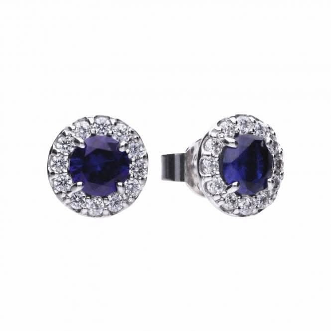 Diamonfire Silver Blue Zirconia Round Earrings E5598