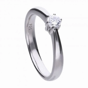 Diamonfire Silver White Solitaire Zirconia Ring R3617