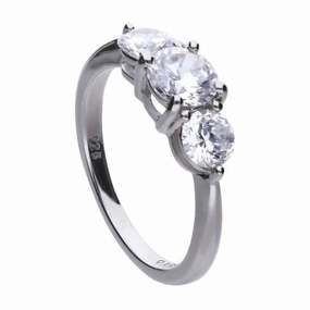 Diamonfire Silver White Zirconia Centre Stone Ring R3657