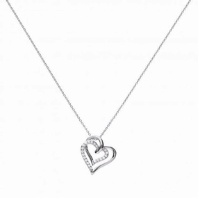 Diamonfire Silver White Zirconia Entwined Hearts Necklace N4240