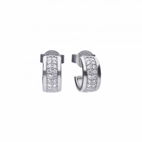 Diamonfire Silver White Zirconia Half Creole Earrings E5606