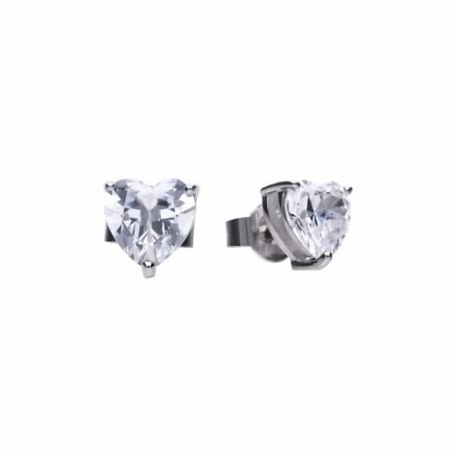 Diamonfire Silver White Zirconia Heart Earrings E5585