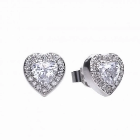 Diamonfire Silver White Zirconia Heart Earrings E5589