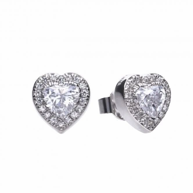 Diamonfire Silver White Zirconia Heart Earrings E5589
