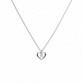 Diamonfire Silver White Zirconia Open Heart Pendant P4637