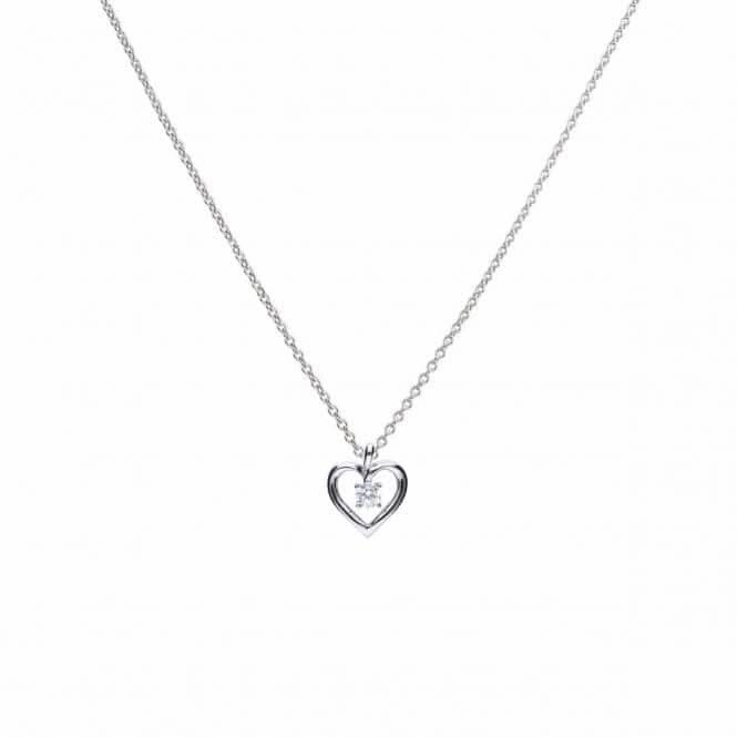 Diamonfire Silver White Zirconia Open Heart Pendant P4637