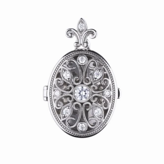 Diamonfire Silver White Zirconia Oval Pendant P4622