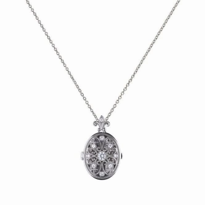 Diamonfire Silver White Zirconia Oval Pendant P4622