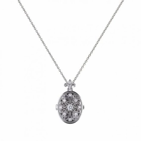 Diamonfire Silver White Zirconia Oval Pendant P4622