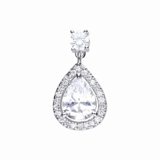Diamonfire Silver White Zirconia Oval Pendant P4623