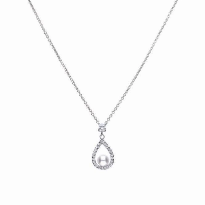 Diamonfire Silver White Zirconia Pearl Teardrop Pendant P4620
