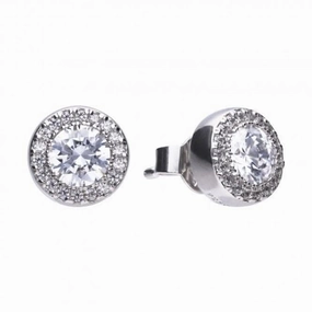 Diamonfire Silver White Zirconia Round Earrings E5591