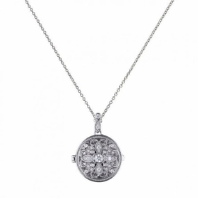 Diamonfire Silver White Zirconia Round Pendant P4613