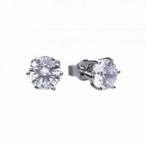 Diamonfire Silver White Zirconia Solitaire Earrings E5580