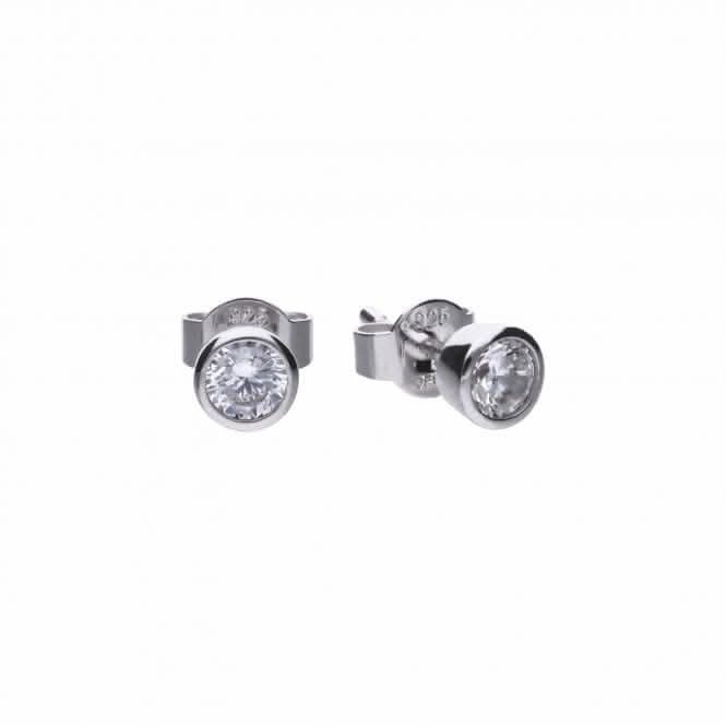 Diamonfire Silver White Zirconia Solitaire Earrings E5617