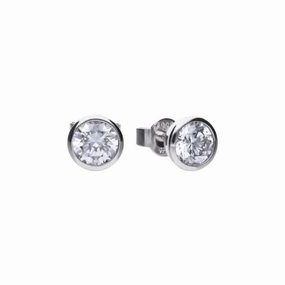 Diamonfire Silver White Zirconia Solitaire Earrings E5619
