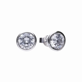 Diamonfire Silver White Zirconia Solitaire Earrings E5621