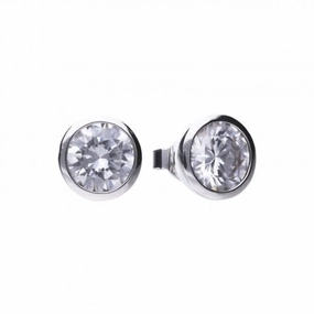 Diamonfire Silver White Zirconia Solitaire Earrings E5622
