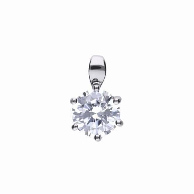 Diamonfire Silver White Zirconia Solitaire Pendant P4605