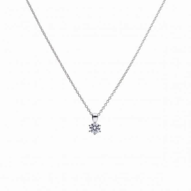 Diamonfire Silver White Zirconia Solitaire Pendant P4609
