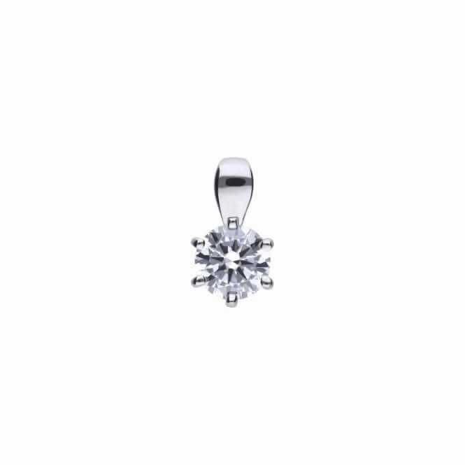 Diamonfire Silver White Zirconia Solitaire Pendant P4609