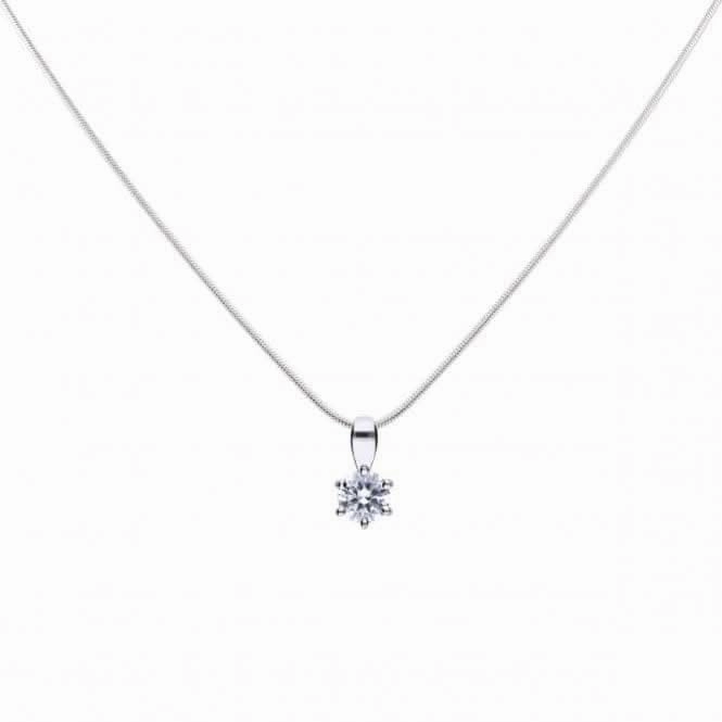 Diamonfire Silver White Zirconia Solitaire Pendant P4610