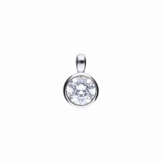 Diamonfire Silver White Zirconia Solitaire Pendant P4643