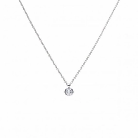 Diamonfire Silver White Zirconia Solitaire Pendant P4645