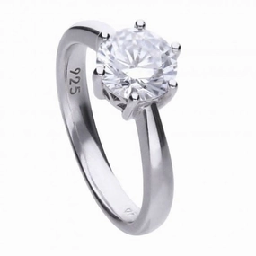 Diamonfire Silver White Zirconia Solitaire Ring R3622