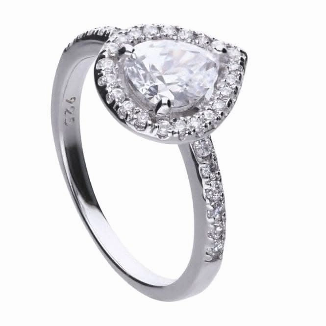 Diamonfire Silver White Zirconia Teardrop Ring R3627